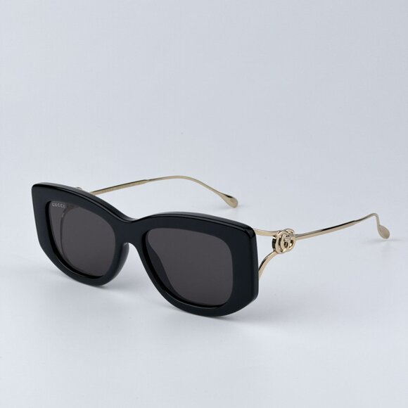 Gucci Women BRAND NEW Sunglasses Black Gold Grey Butterfly GG1566S 001 - Picture 1 of 11